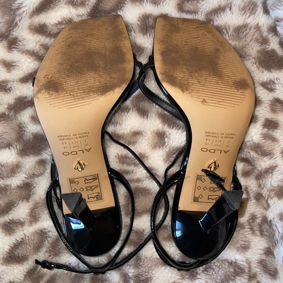 ALDO Scintilla Strappy Heels (Patent Leather Black) - Picture 4 of 5